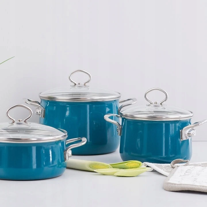 RIESS Aukštas puodas su dangčiu 6,5l 24cm Akvamarinas QUARTZ ENAMEL AUSTRIJA