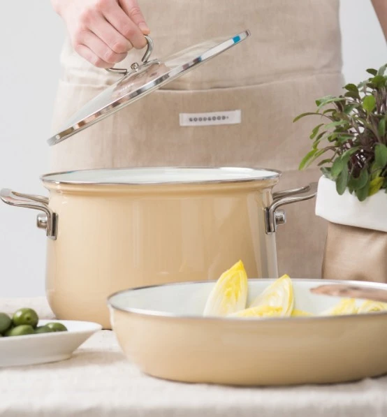 Riess Avorio Tall puodas su dangteliu 4,0l 20cm QUARTZ EEMAL AUSTRIJA