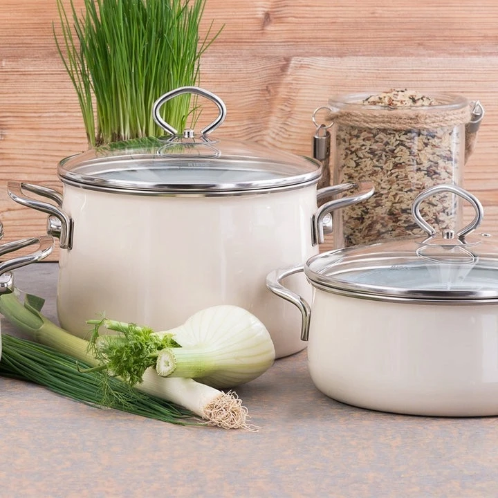 Riess Avorio Tall puodas su dangteliu 4,0l 20cm QUARTZ EEMAL AUSTRIJA