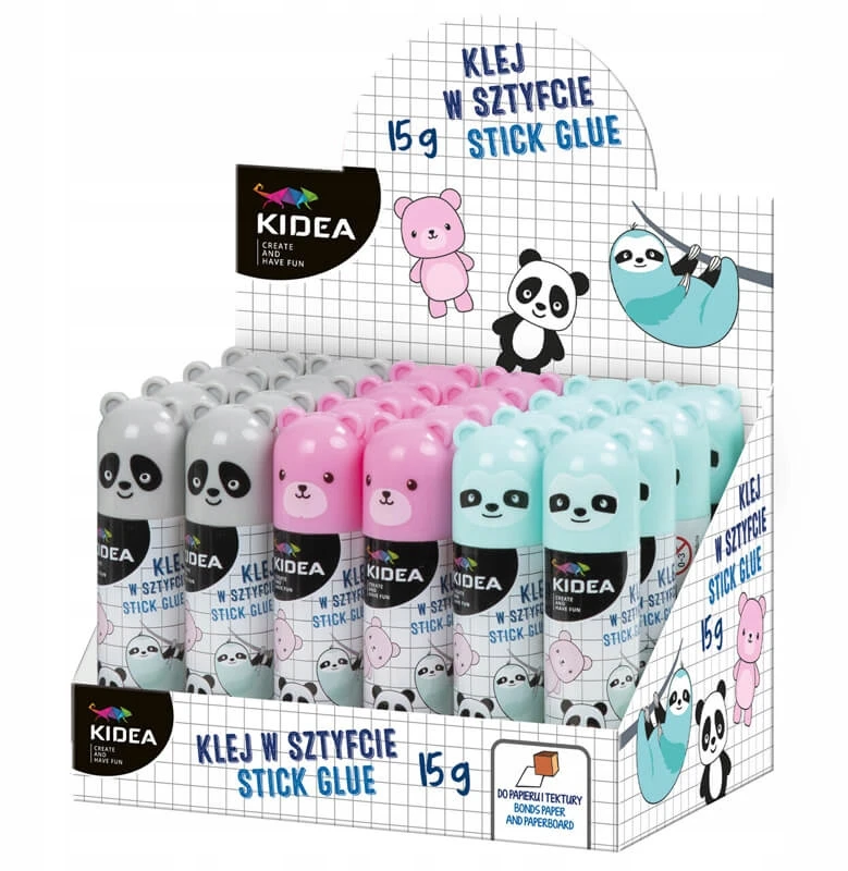 RINKINYS 3 x GLUE STICK 15g GYVŪNAMS: Panda, meškiukas, tinginys, KIDEA