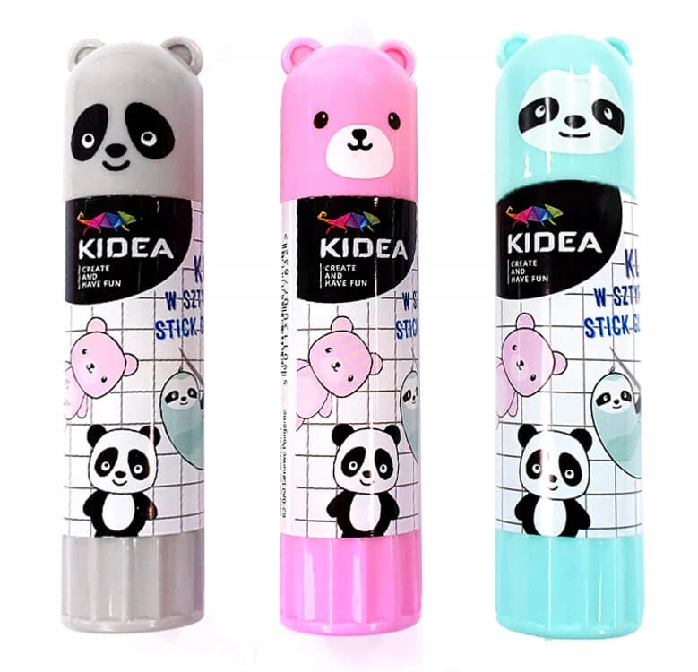 RINKINYS 3 x GLUE STICK 15g GYVŪNAMS: Panda, meškiukas, tinginys, KIDEA