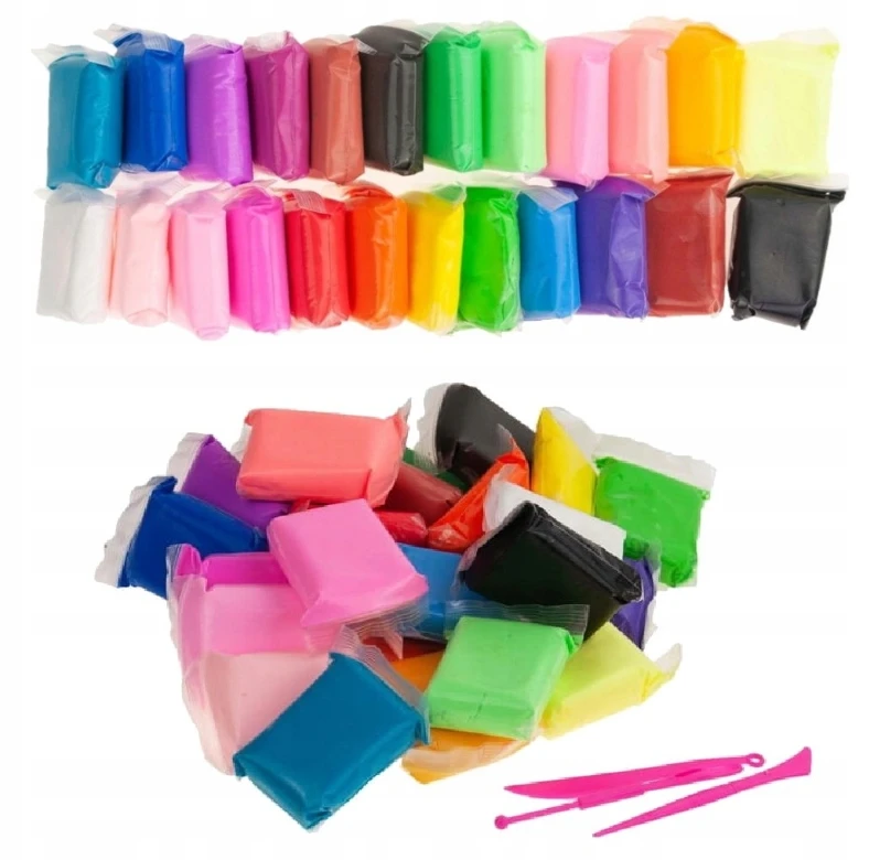 RINKINYS 36 Vnt. PLASTICINE POLIMERIO MOLIS PUTŲ MAGIC MASĖS DOVANA