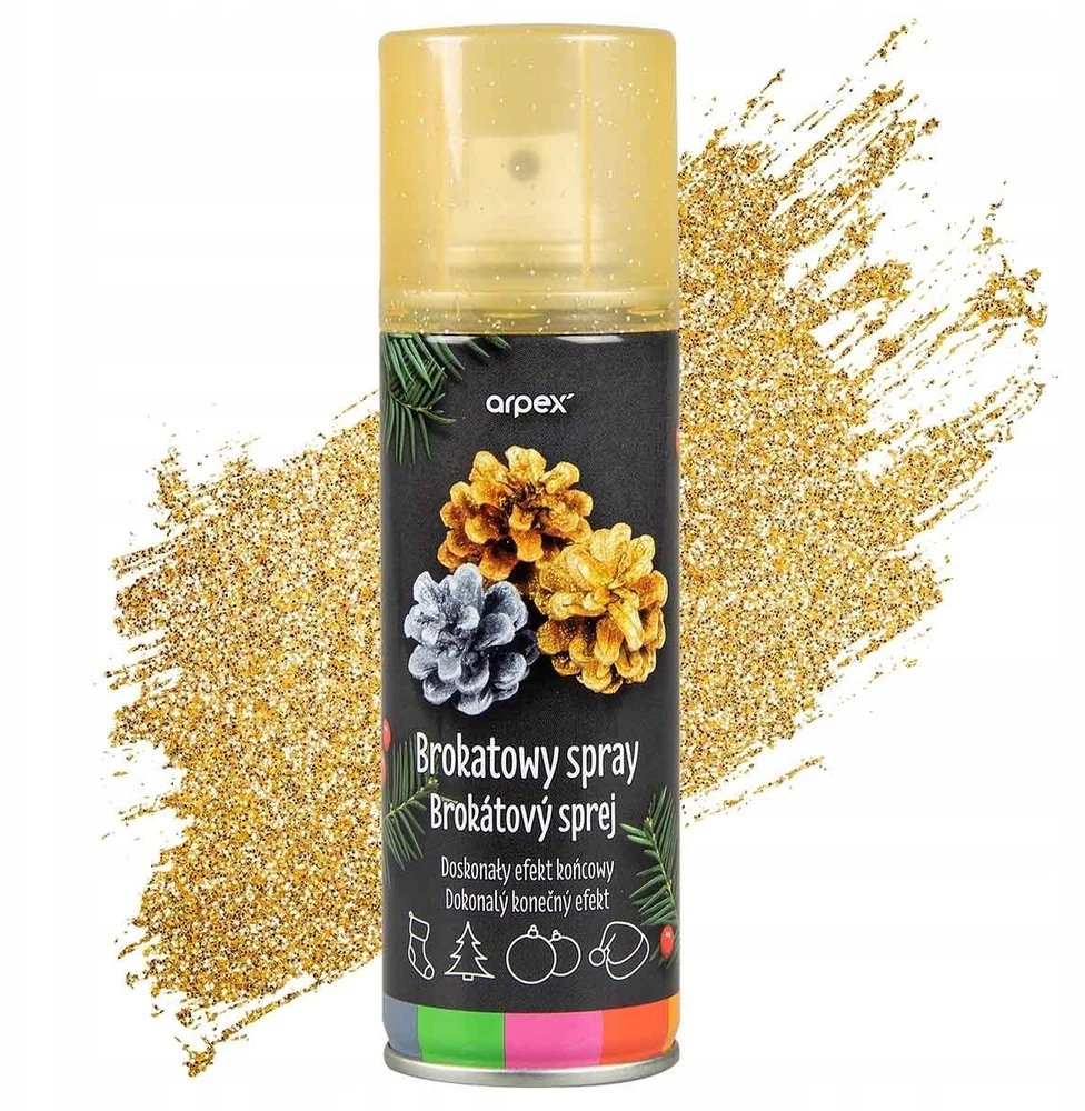 RINKINYS 3x100ml blizgantis dekoratyvinis purškiklis GOLD Sidabrinis MULTICOLOR Arpex