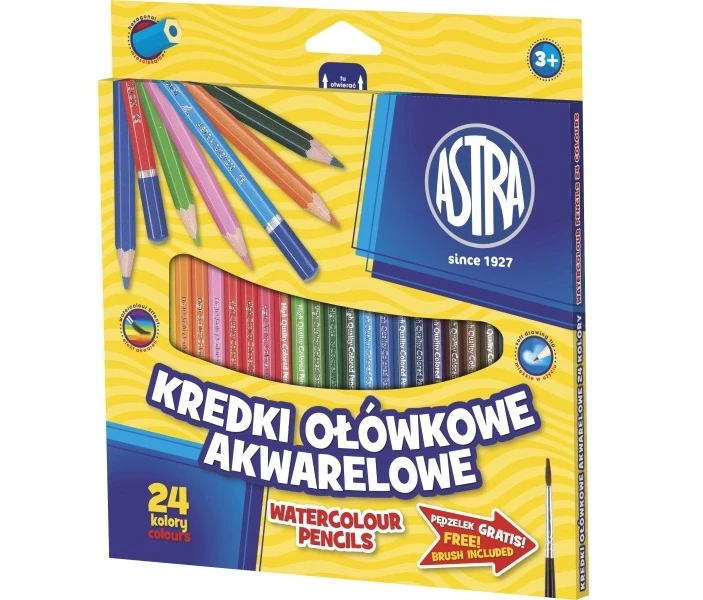 Rinkinys ARTYSTYCZNY KREDKI AKWARELOWE + KREDKI TĘCZOWE +KREDKI NEMOKAMAI ASTRA