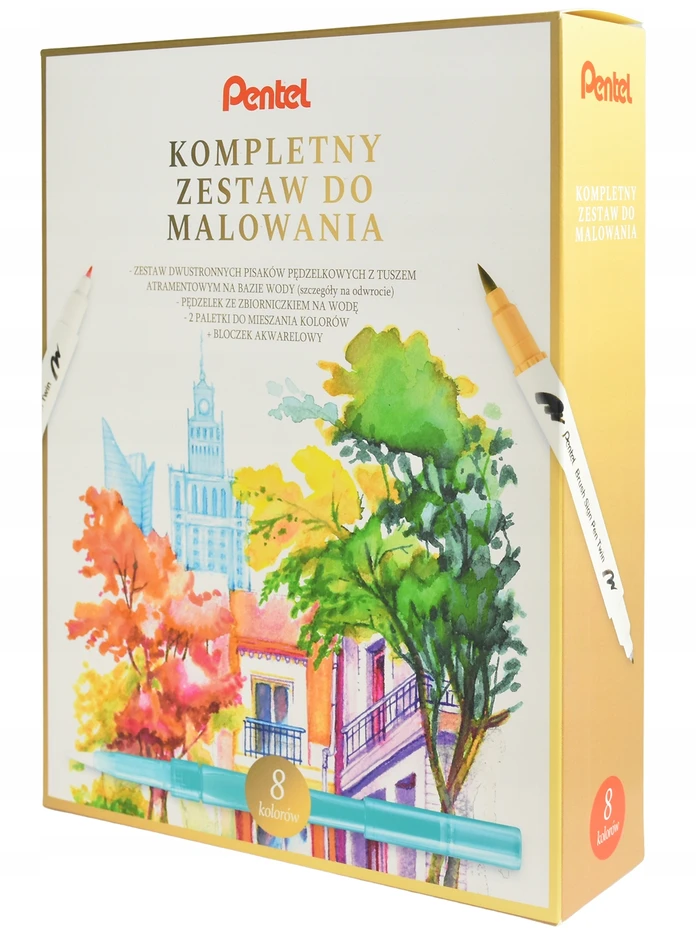 Rinkinys do malowania su pisakami brushem oraz bloczkiem PENTEL LANDSCAPE
