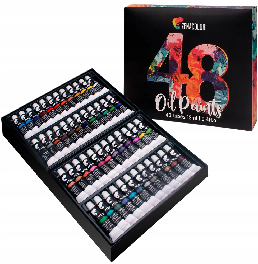 Rinkinys farb olejnych Zenacolor 48 farb olejnych x 12ml Do Płótna