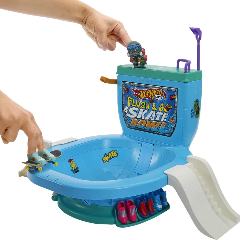 Žaislinė trasa Hot Wheels Mattel HW rinkinys „Riedlenčių parkas - unitazas“
