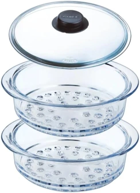 Rinkinys iš 2x garintuvo stiklo sietelio ir 1x 20 cm Pyrex stiklo gaubto
