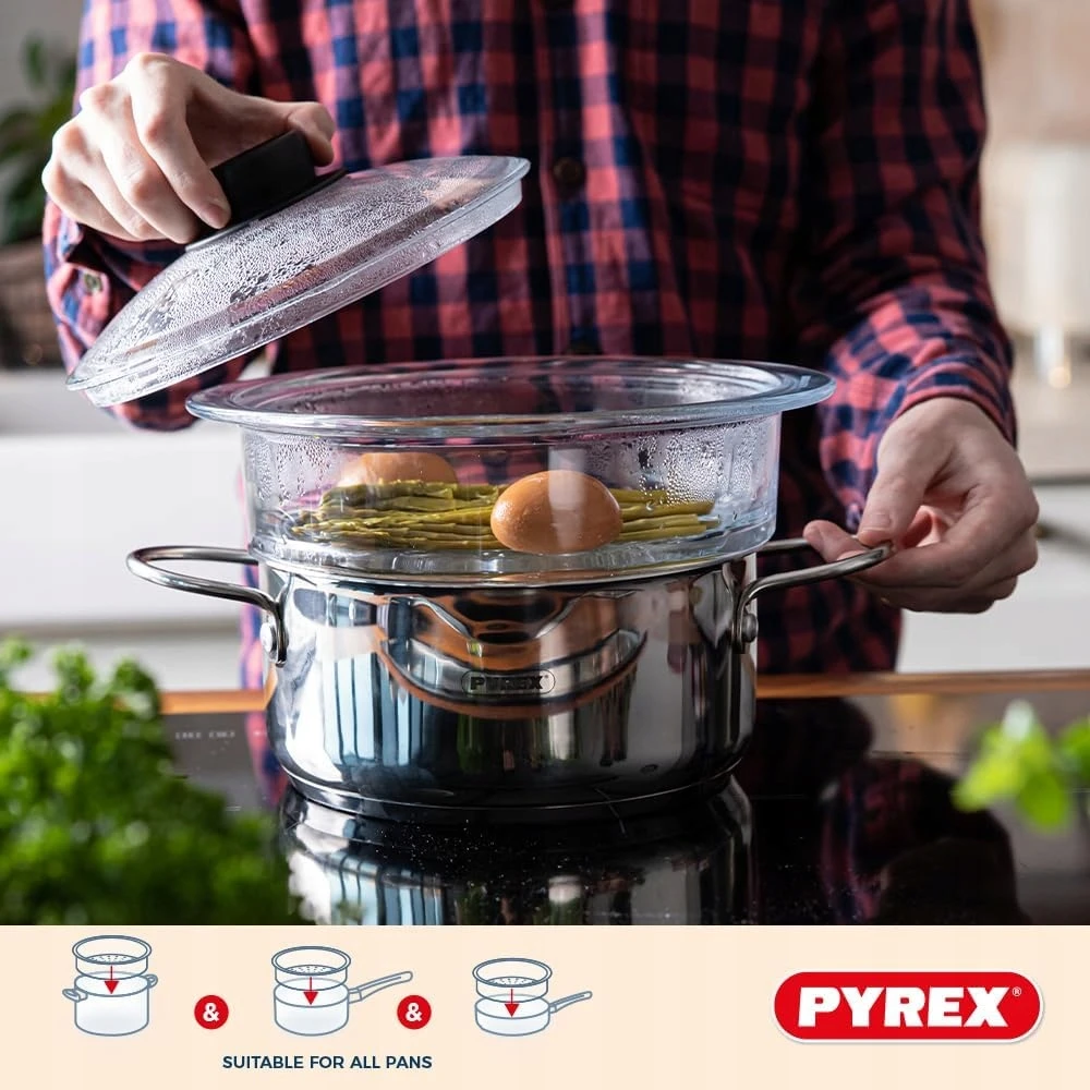 Rinkinys iš 2x garintuvo stiklo sietelio ir 1x 20 cm Pyrex stiklo gaubto