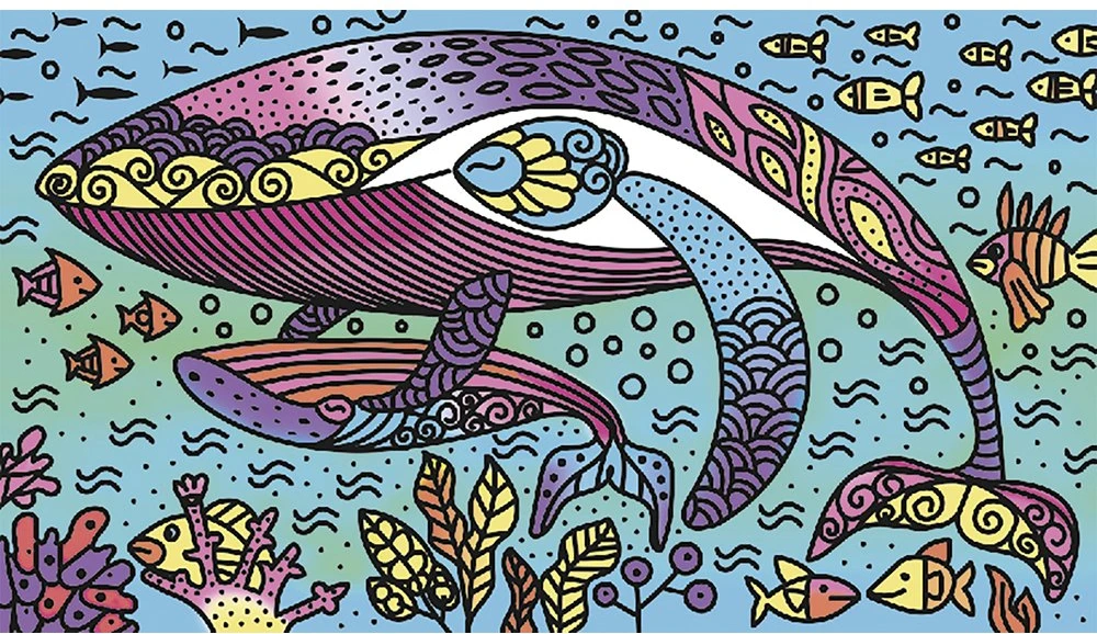 Rinkinys kreatywny Magiczne kolorowanki wodne Ocean 7+, Janod