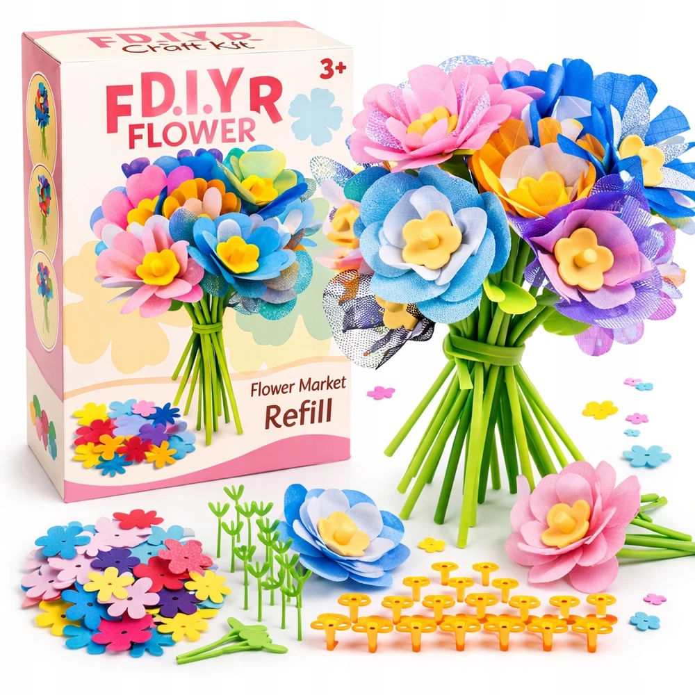 RINKINYS, KURIAMAS 3D GĖLĖMS DIY KŪRYBINĖS PUOKŠTELĖS VAIKAMS 174 ELEMENTAI.