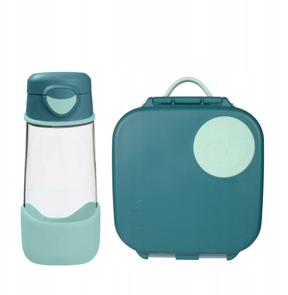 Rinkinys Sportowa butelka tritanowa 450 ml Mini Lunchbox Emerald Forest b.box