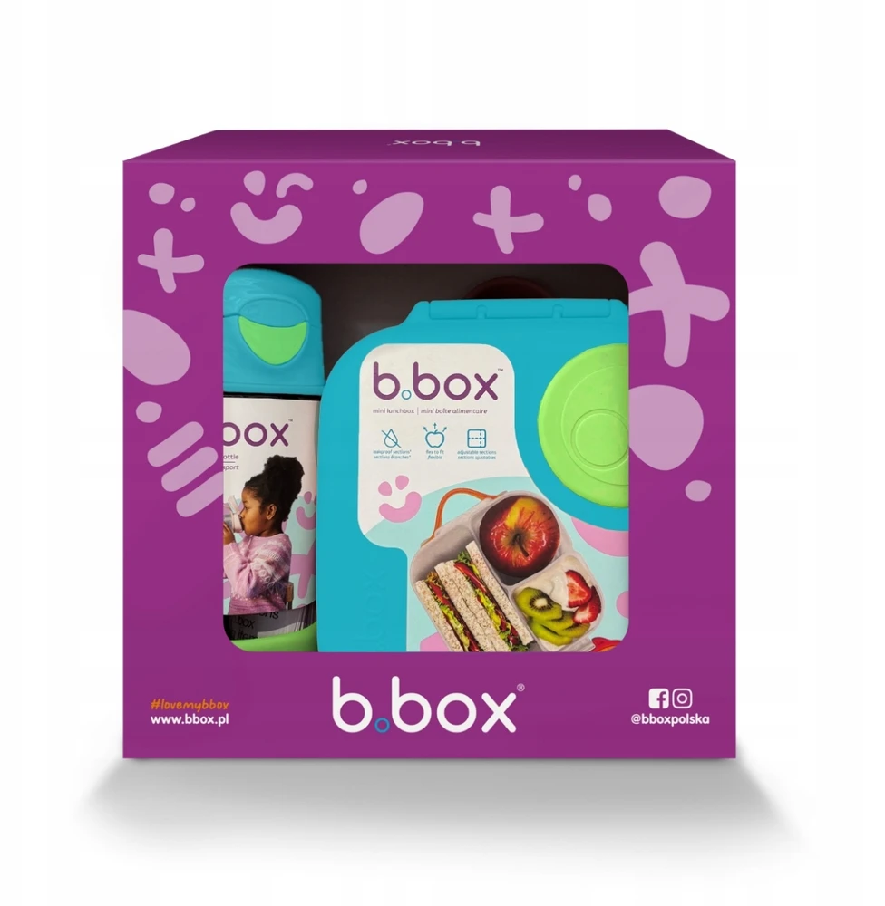 Rinkinys Sportinė tritano buteliukas 450 ml + Mini Lunchbox Ocean Breeze b.box