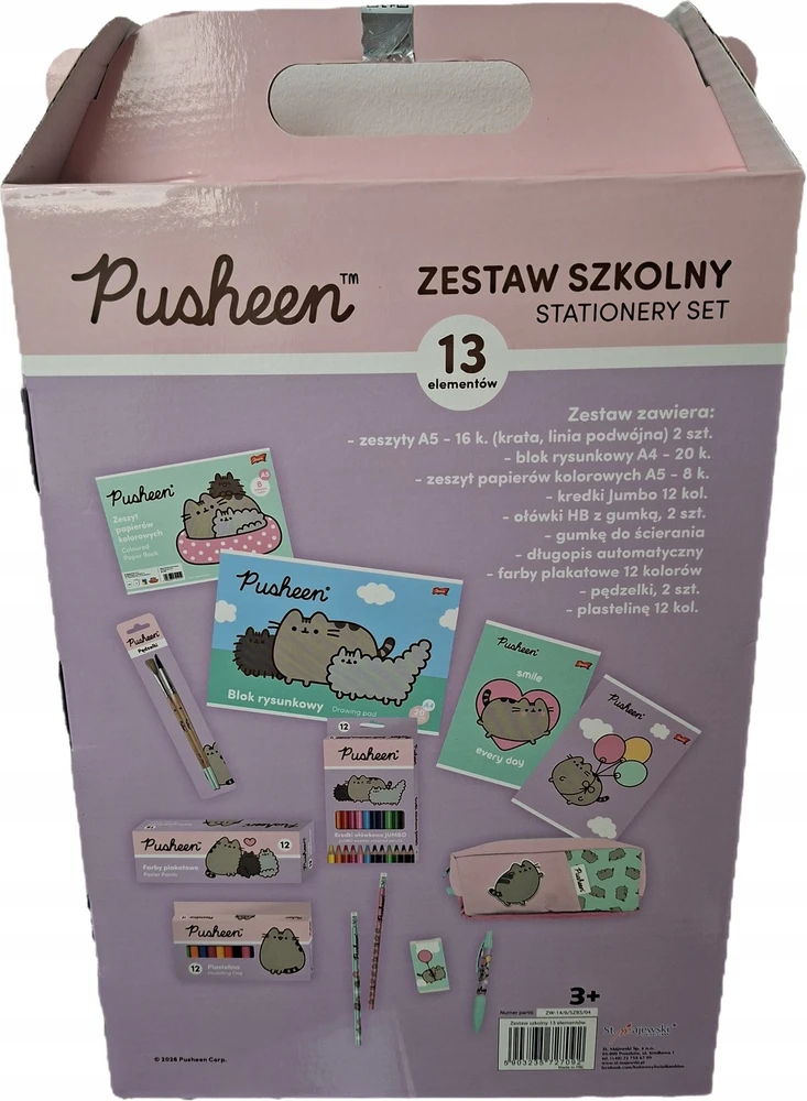 Rinkinys szkolny plastyczny Pusheen St. Majewski 13 dalys wyprawka