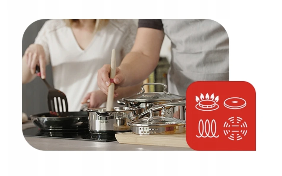 Rinkinys TEFAL DUETTO+ GARNKI Z POKRYWĄ 7EL G719S734 STAL NIERDZEWNA