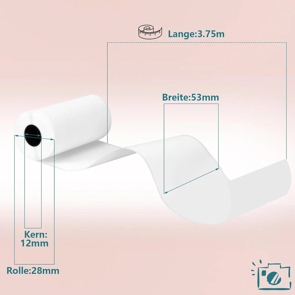 RITINĖLIAI 12 Vnt. 53X28MM TERMINIO POPIERIAUS LIPAKIUS NUOTRAUKŲ SPAUSDINTUVAI