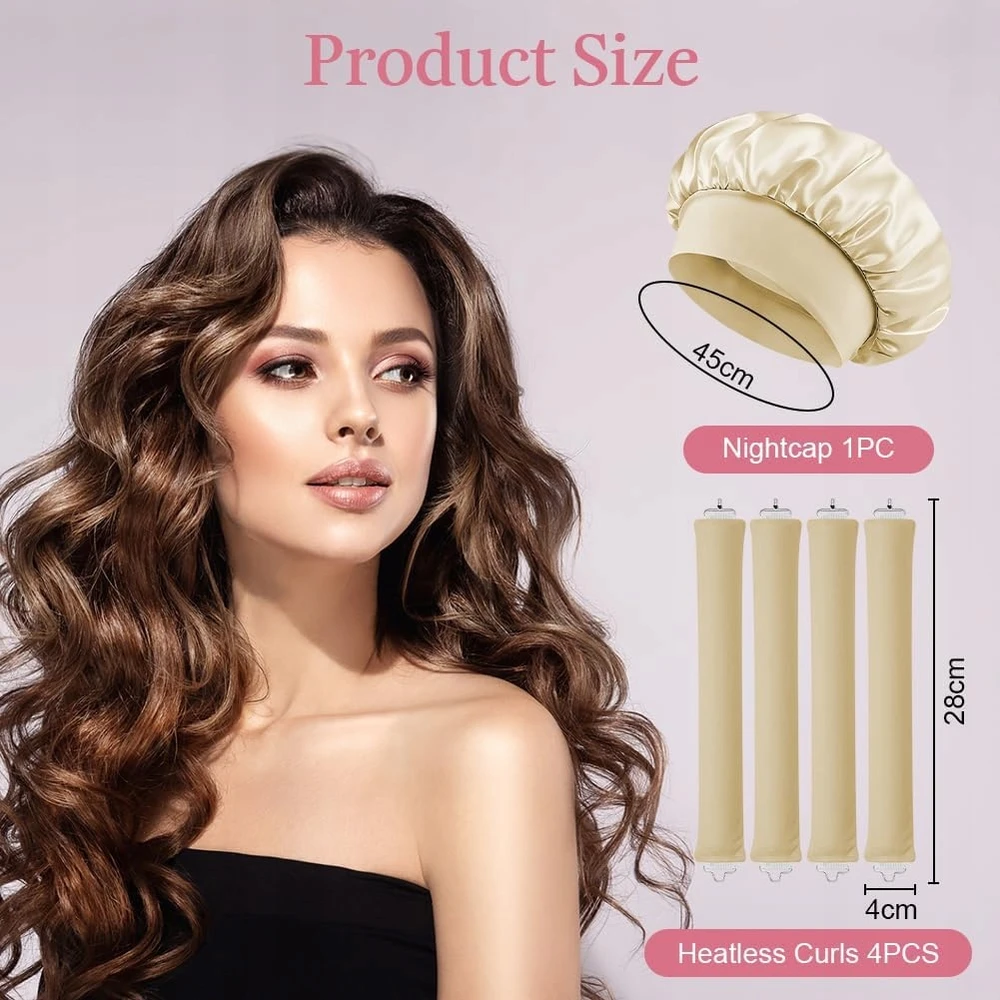 RITINĖLIAI 4 VIENŲ NEŠILTAI GARBANAI VELVET ELASTIC BEIGE RINKINYS