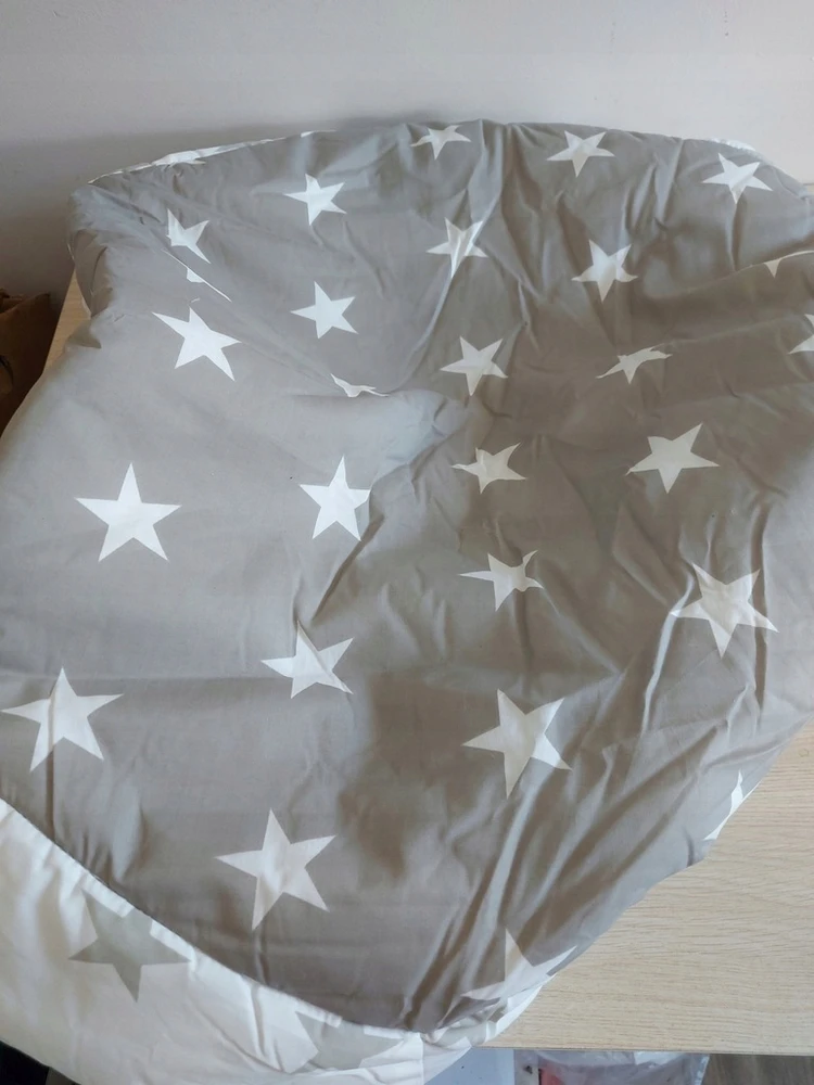 ROBA LITTLE STARS Hegaxonal Baby Playpen - Adjustable Height - Padded Cover - Braked Wheels - Baltas Lacquered Wood - Star Patter