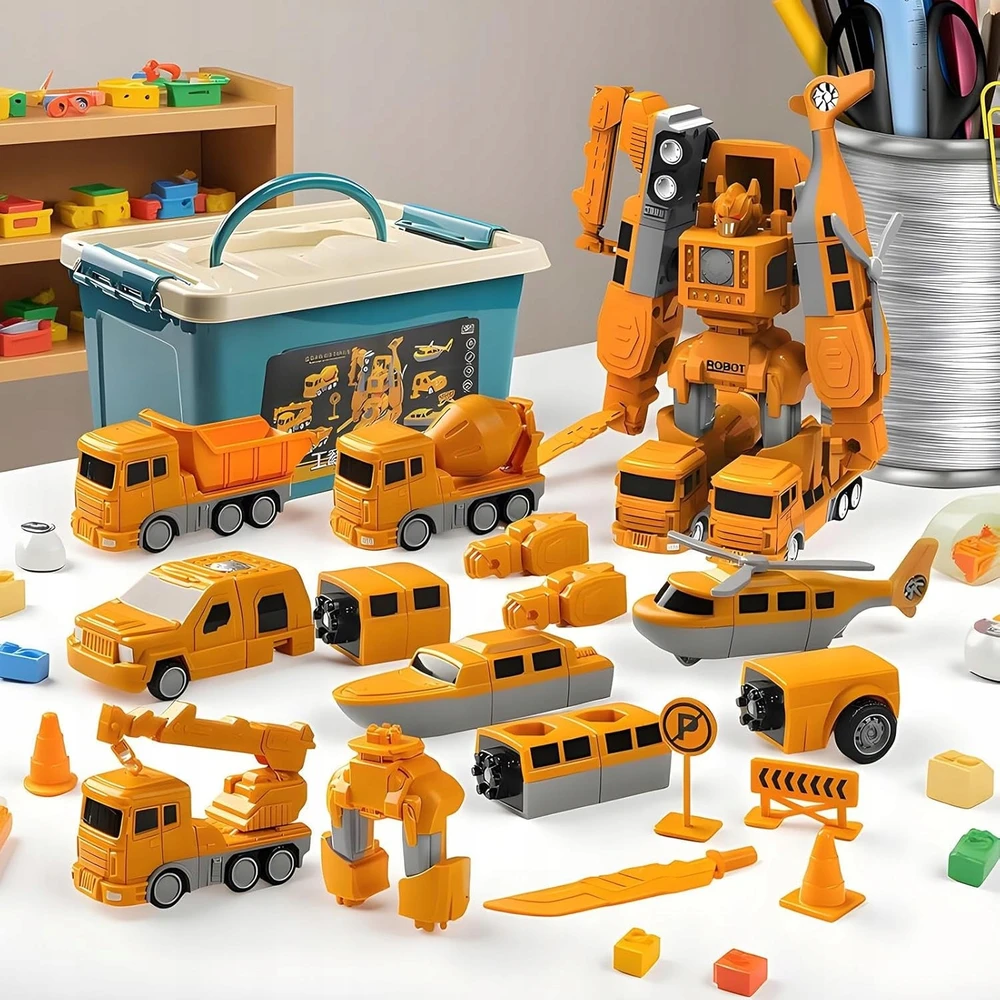 ROBOTAI AUTOMOBILIAI Sunkvežimiai MAGNETINIS SULANKSTAMAS TRANSFORMACIJA + DĖŽĖ
