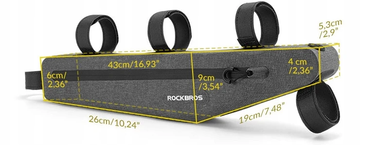 Rockbros As-052 Dviračio rėmo krepšys 1.5l, 43cm, nailonas 600d