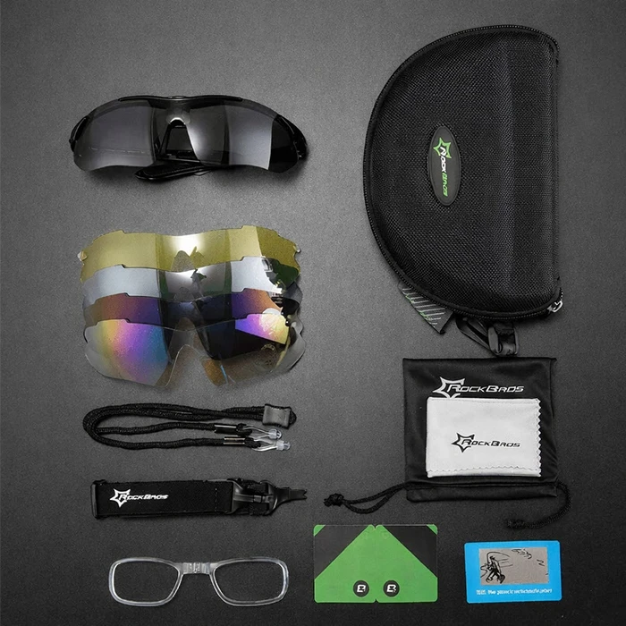 Rockbros DVIRAČIO AKINIAI SU POLARIZUOTAIS UV400 SPORTS 5 KEIČIAMAIS lęšių dėklais