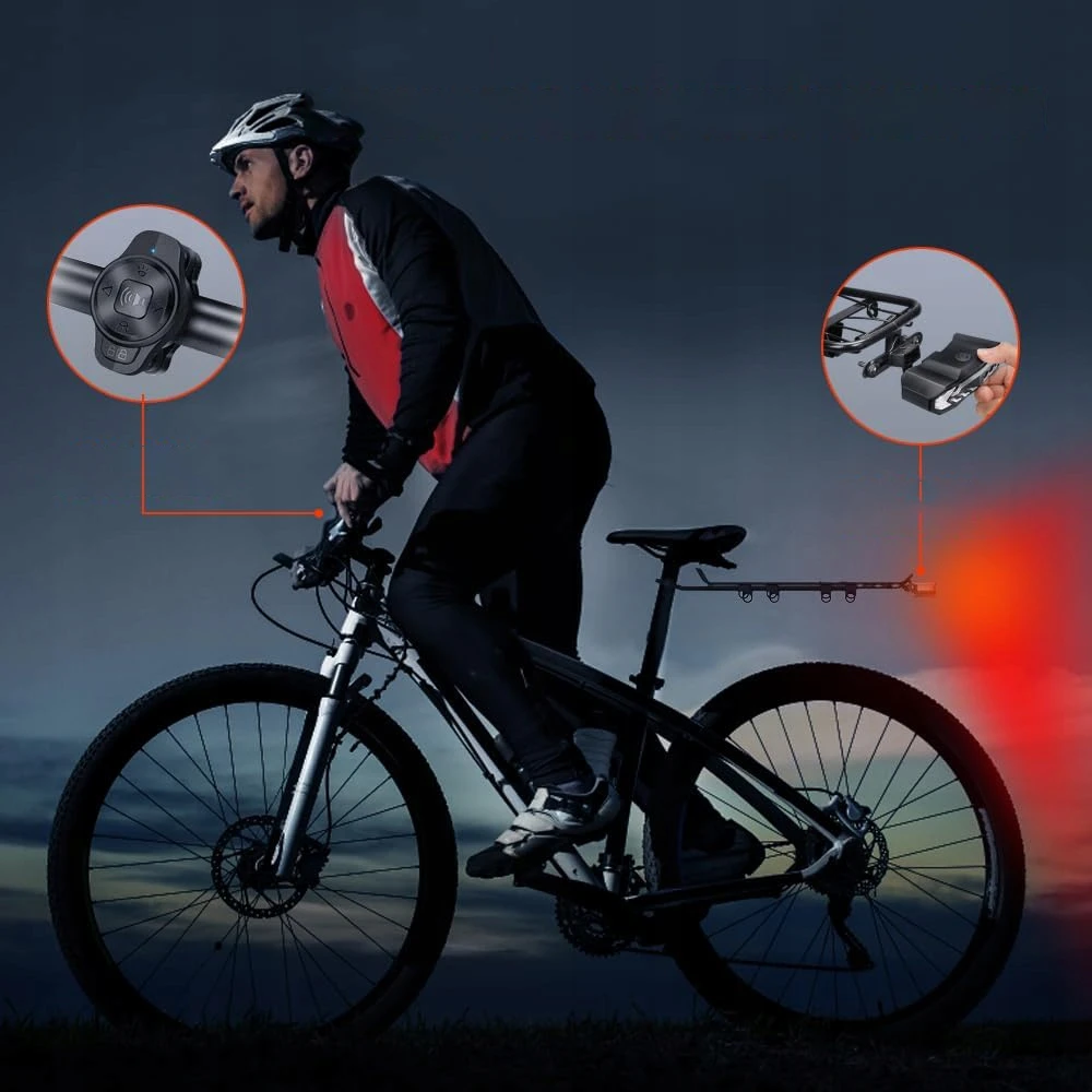 Rockbros LKWD-R1 Rear Bike Light with lazerinis and Remote Control + Micro USB – USB-A Cable – juodos spalvos