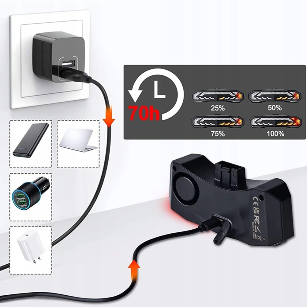 Rockbros LKWD-R1 Rear Bike Light with lazerinis and Remote Control + Micro USB – USB-A Cable – juodos spalvos