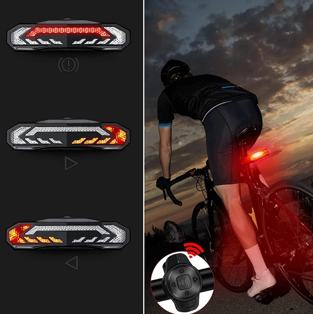 Rockbros LKWD-R1 Rear Bike Light with lazerinis and Remote Control + Micro USB – USB-A Cable – juodos spalvos