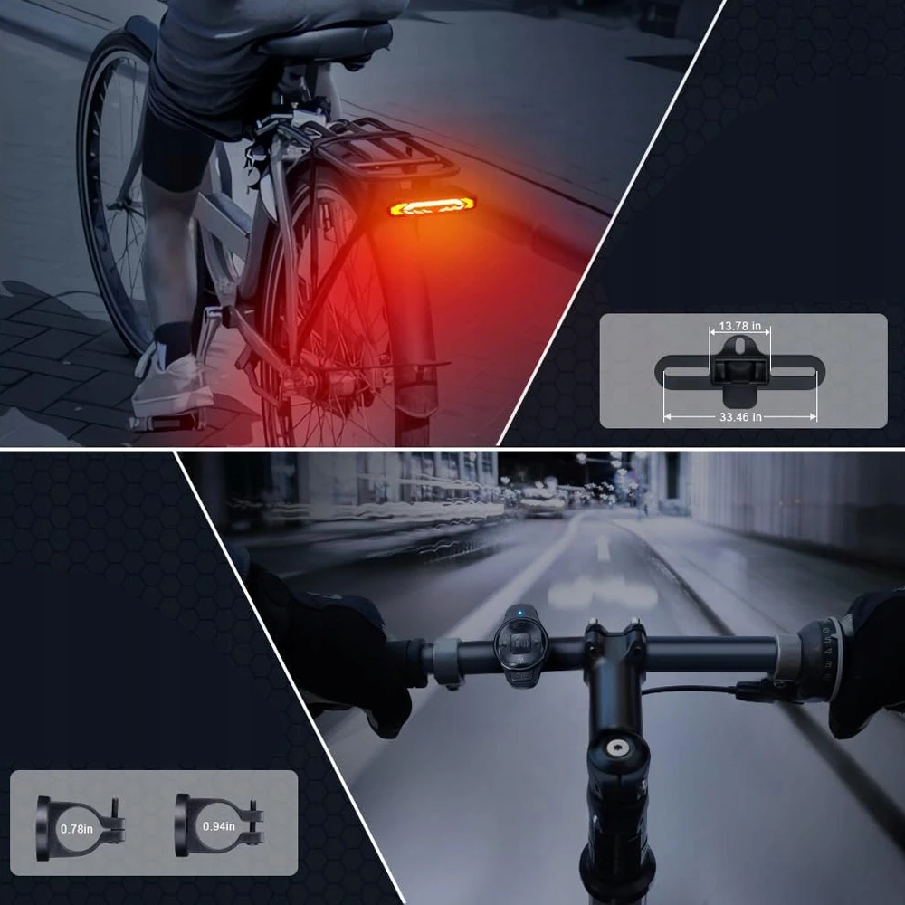 Rockbros LKWD-R1 Rear Bike Light with lazerinis and Remote Control + Micro USB – USB-A Cable – juodos spalvos