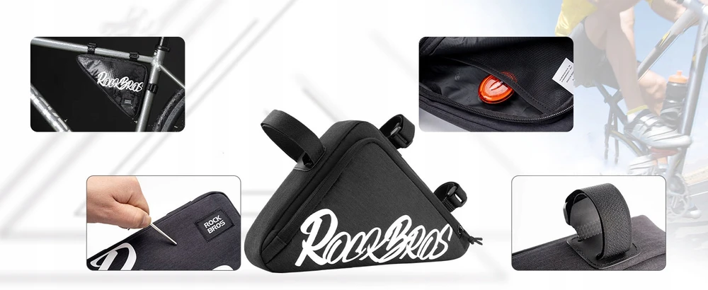 Rockbros G002 Dviračio Rėmo Krepšys 1.4l Vandeniui Atsparus Juodas