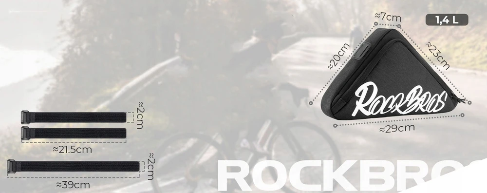 Rockbros G002 Dviračio Rėmo Krepšys 1.4l Vandeniui Atsparus Juodas