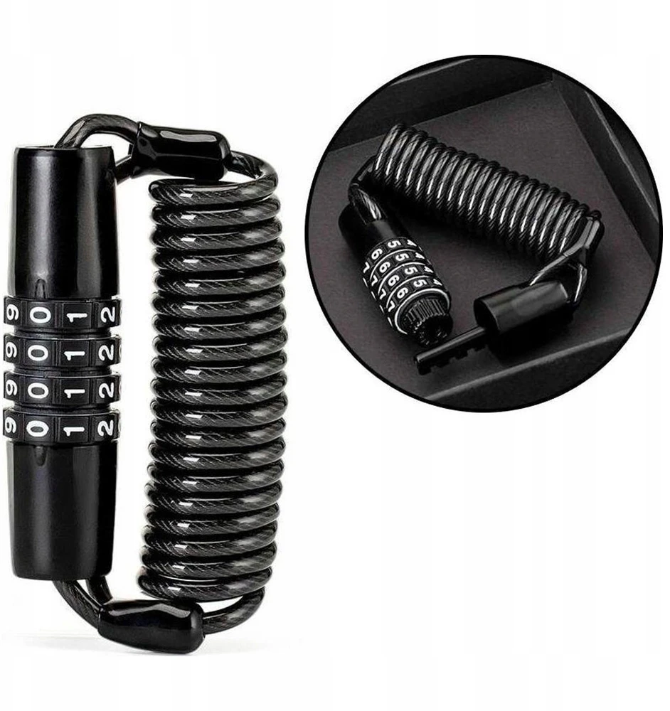 Rockbros T609 bicycle lock su 1.5 m combination – juodos spalvos