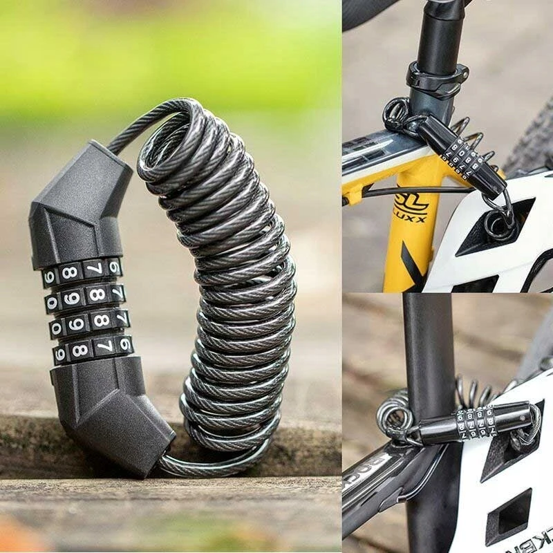 Rockbros T609 bicycle lock su 1.5 m combination – juodos spalvos