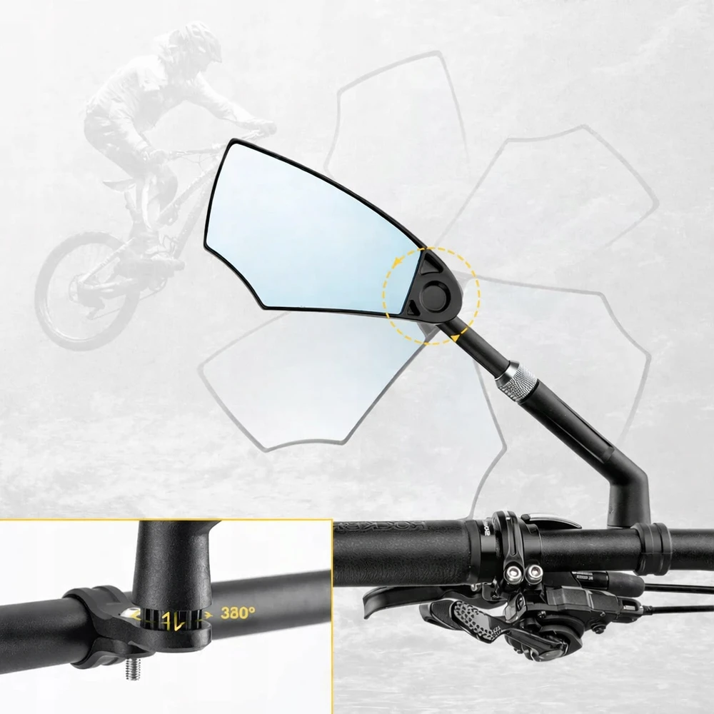 Rockbros Komplekt dviejų dviračio veidrodėlių 360° reguliuojamas 20-23mm