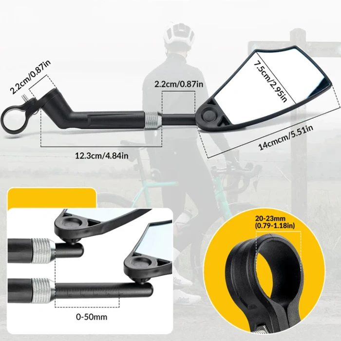 Rockbros Komplekt dviejų dviračio veidrodėlių 360° reguliuojamas 20-23mm