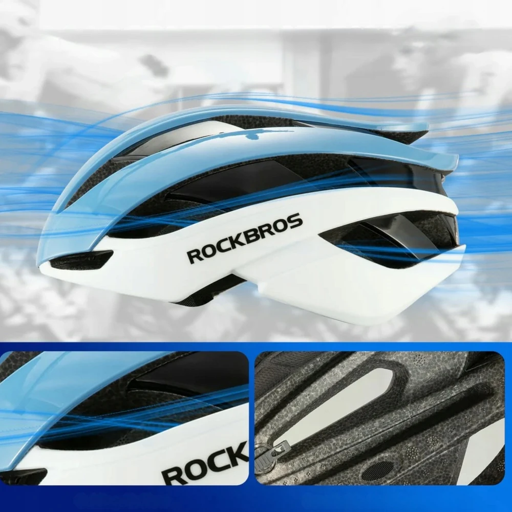 Rockbros dviratininko šalmas 10110004003 dydis L – mėlynos ir baltos spalvos