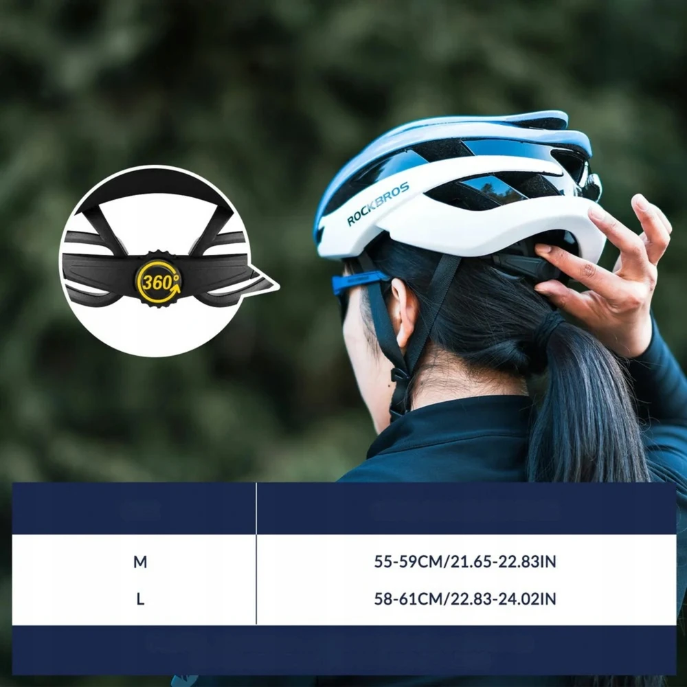 Rockbros dviratininko šalmas 10110004003 dydis L – mėlynos ir baltos spalvos