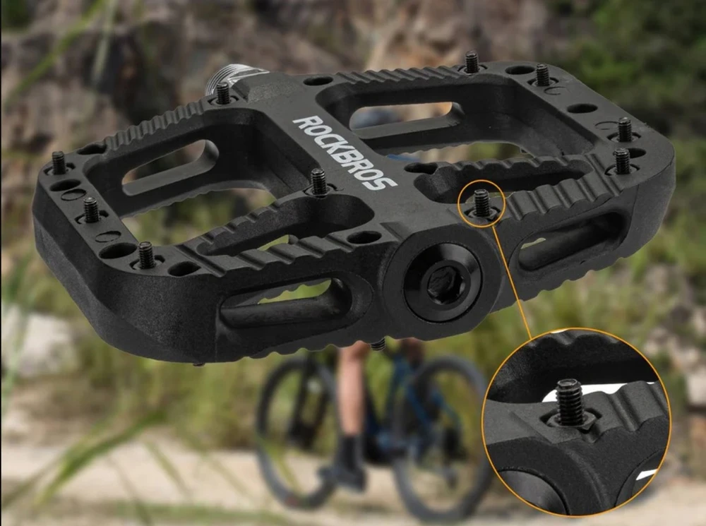 Rockbros PLATFORMINIAI DVIRAČIO PEDALAI JUODAI LEGVIAI 9/16 KEIŠČIŲ MTB TREKING BMX ROAD