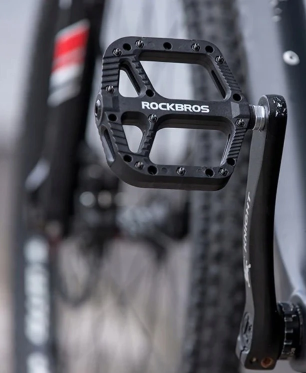 Rockbros PLATFORMINIAI DVIRAČIO PEDALAI JUODAI LEGVIAI 9/16 KEIŠČIŲ MTB TREKING BMX ROAD