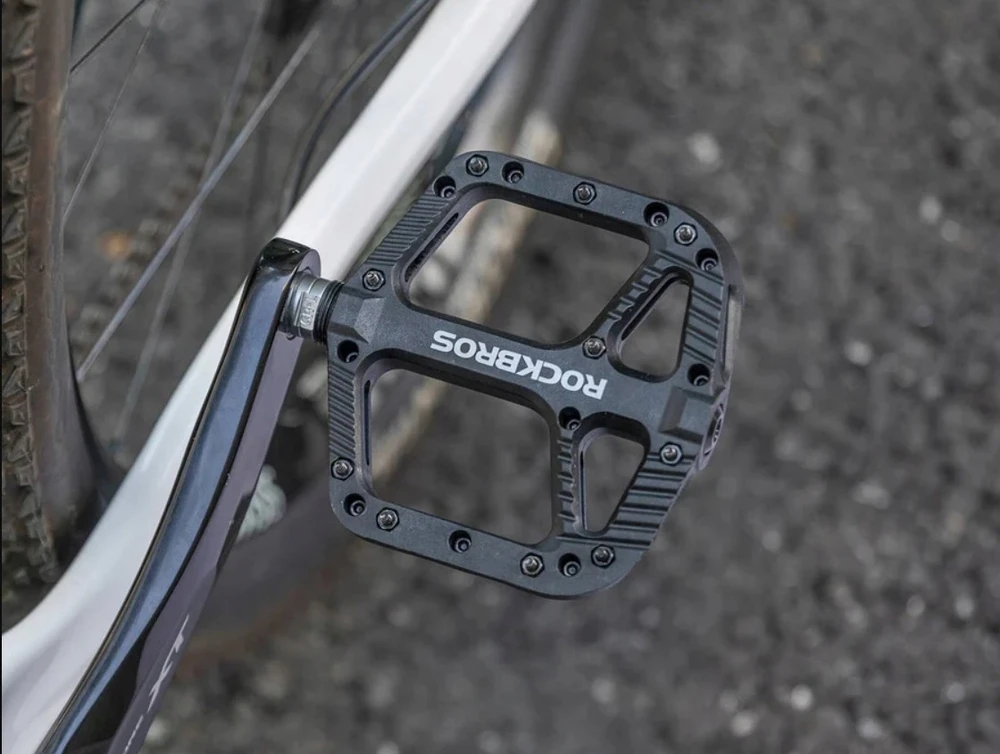 Rockbros PLATFORMINIAI DVIRAČIO PEDALAI JUODAI LEGVIAI 9/16 KEIŠČIŲ MTB TREKING BMX ROAD