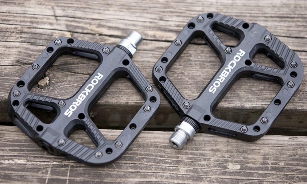 Rockbros PLATFORMINIAI DVIRAČIO PEDALAI JUODAI LEGVIAI 9/16 KEIŠČIŲ MTB TREKING BMX ROAD