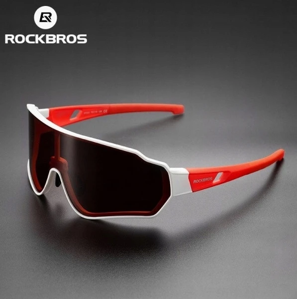 Rockbros poliarizuoti dviračių akiniai Uv400 (10162) baltos-raudonos