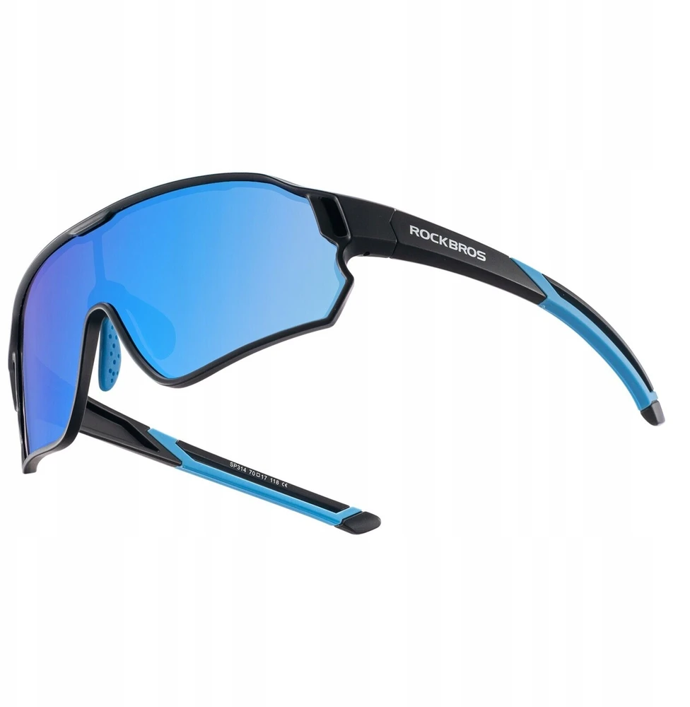 Rockbros poliarizuoti mėlyni UV-400 dviračių akiniai su unisex dėklu