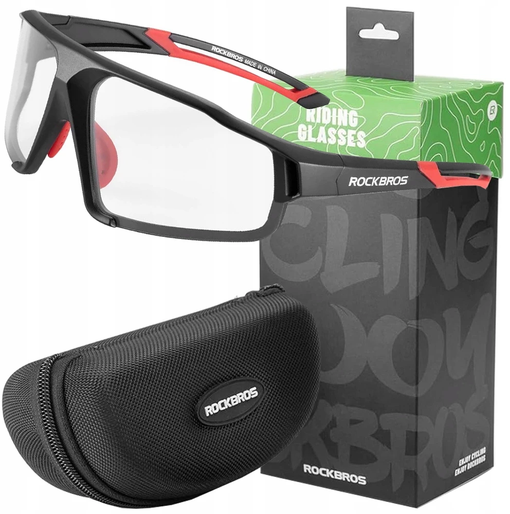 Rockbros SP216BK photochromic UV400 dviratininko akiniai – juodos spalvos and raudonos spalvos