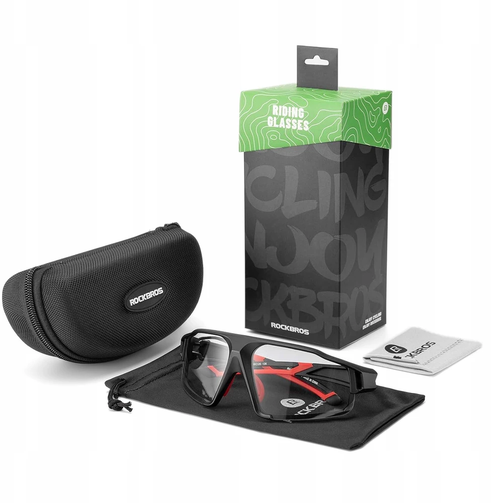 Rockbros SP216BK photochromic UV400 dviratininko akiniai – juodos spalvos and raudonos spalvos