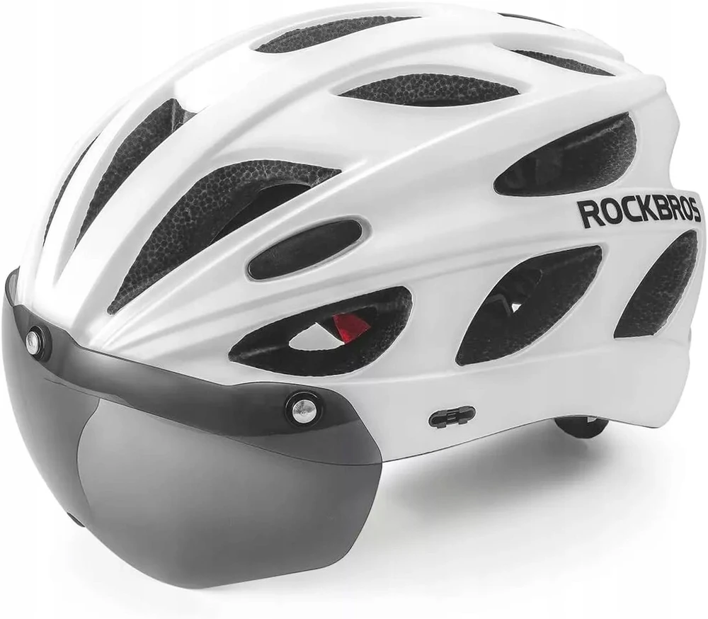 Rockbros Tt-16 dviračio šalmas, baltas, 58-65cm, su nuimamu vizieriu