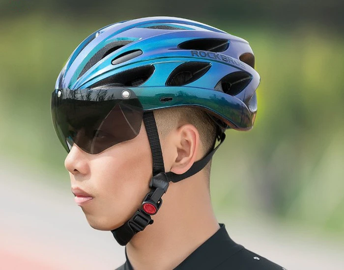 Rockbros Tt-16 dviračio šalmas, baltas, 58-65cm, su nuimamu vizieriu
