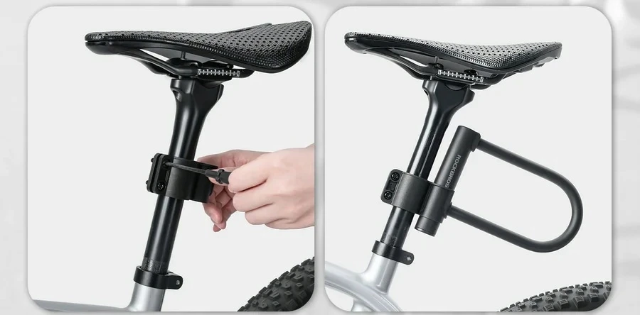 Rockbros U-LOCK DVIRAČIO UŽRAKTAS SHAKEL Dviračio užraktas SU RAKTUI STIPRIU ATVARIU PLIENU
