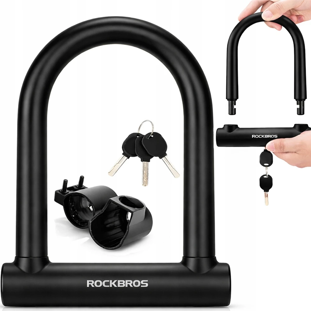 Rockbros RKS610-BK U-formos dviračio spyna – juodos spalvos