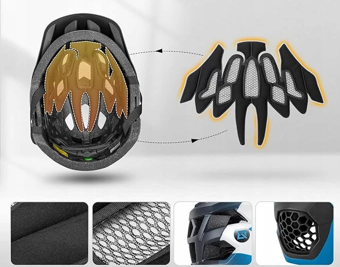 ROCKBROS vaikiškas šalmas Nuimamas skydelis Žandikauliai 2in1 CA-SZ 1005X S 48-52cm